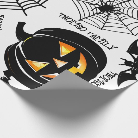 Papier Cadeau Motif d'art Halloween Black Scary Citrouille perso (Coin)