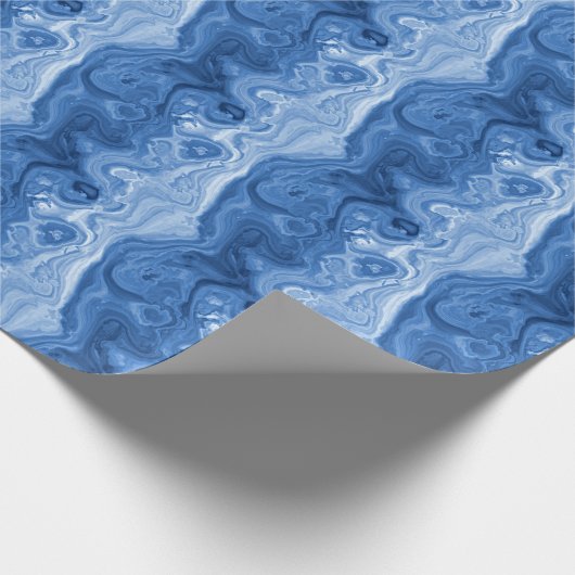 Papier Cadeau Motif d'art marbré Azure Cobalt Blue White Agate (Coin)