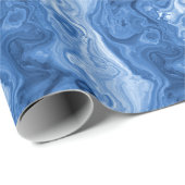 Papier Cadeau Motif d'art marbré Azure Cobalt Blue White Agate (Coin rond)