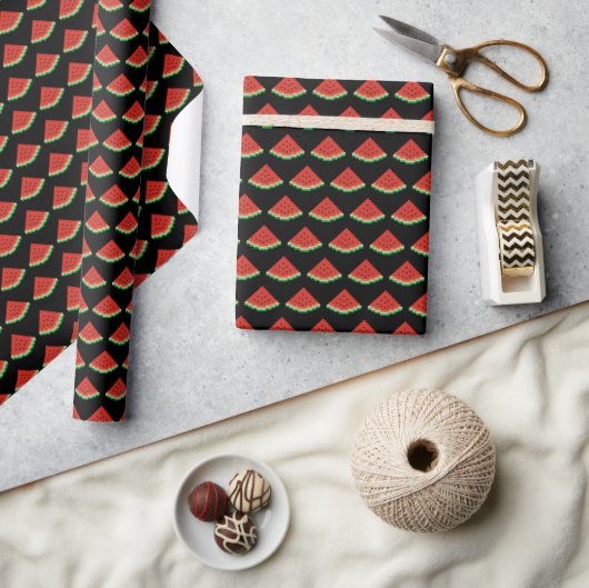 Papier Cadeau Motif d'art Pixel de pastèque (Artisanat)