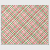 Papier Cadeau Motif d'Art Plaid Pink Rose Vert Classique (Plat)