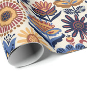 Papier Cadeau Motif d'art populaire (Coin rond)