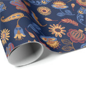 Papier Cadeau Motif d'art populaire (Coin rond)