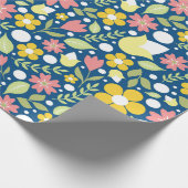 Papier Cadeau Motif d'art populaire Floral Bleu (Coin)