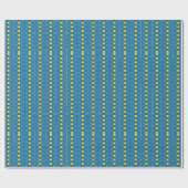 Papier Cadeau Motif d'art populaire géométrique bleu et jaune (Plat)