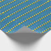 Papier Cadeau Motif d'art populaire géométrique bleu et jaune (Coin)
