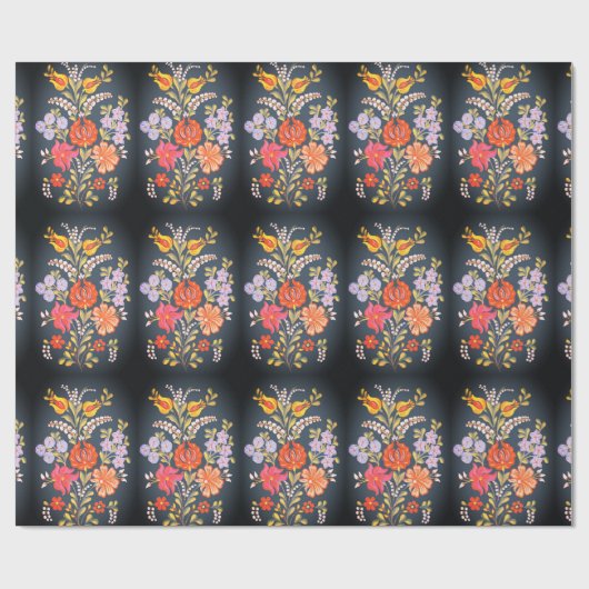 Papier Cadeau Motif d'art populaire sud-hongrois (Plat)