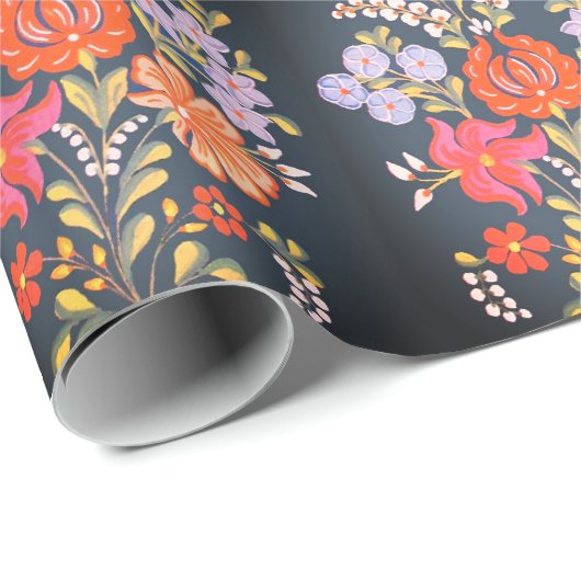 Papier Cadeau Motif d'art populaire sud-hongrois (Coin rond)