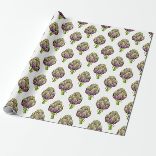 Papier Cadeau Motif d'artichauts Whimsical (Déroulé)