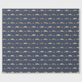 Papier Cadeau Motif dauphin bleu et or (Plat)