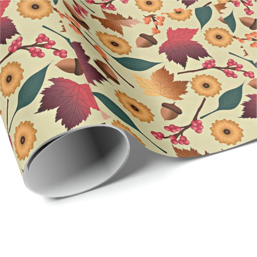Papier Cadeau Motif d'automne coloré (Coin rond)