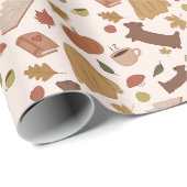 Papier Cadeau Motif d'automne confortable (Coin rond)