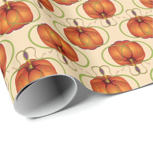 Papier Cadeau Motif d'automne du Citrouille orange Curvy (Coin rond)
