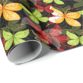 Papier Cadeau Motif d'automne foncé (Coin rond)