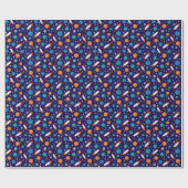 Papier Cadeau Motif d'aventure spatiale colorée - Rockets, P (Plat)