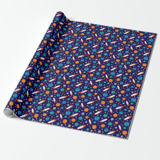 Papier Cadeau Motif d'aventure spatiale colorée - Rockets, P