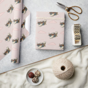 Papier Cadeau Motif d'avion biplan Steampunk vintage