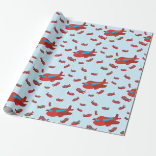 Papier Cadeau Motif d'avion rouge et bleu