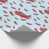 Papier Cadeau Motif d'avion rouge et bleu (Coin)