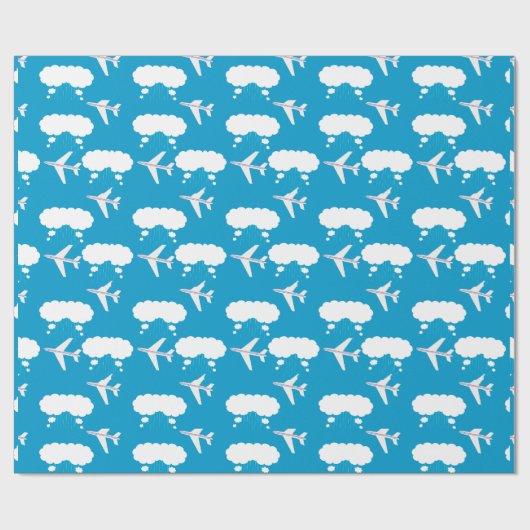 Papier Cadeau Motif d'avion Sky Blue (Plat)