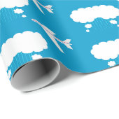 Papier Cadeau Motif d'avion Sky Blue (Coin rond)