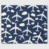 Papier Cadeau Motif d'avion volant bleu (Plat)