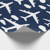 Papier Cadeau Motif d'avion volant bleu (Coin)
