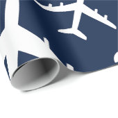 Papier Cadeau Motif d'avion volant bleu (Coin rond)