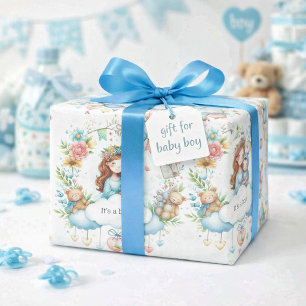 Papier Cadeau Motif de Baby Shower pour Garçon Fantaisiste