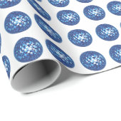 Papier Cadeau Motif de bal Blue Disco (Coin rond)