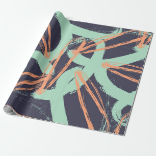Papier Cadeau Motif de balai à brosse dessinée à la main. Géant