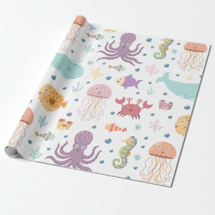 Papier Cadeau Motif de baleine sous la mer