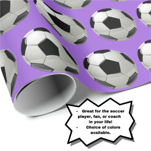 Papier Cadeau Motif de balle de football amusant sur Mauve Lilac