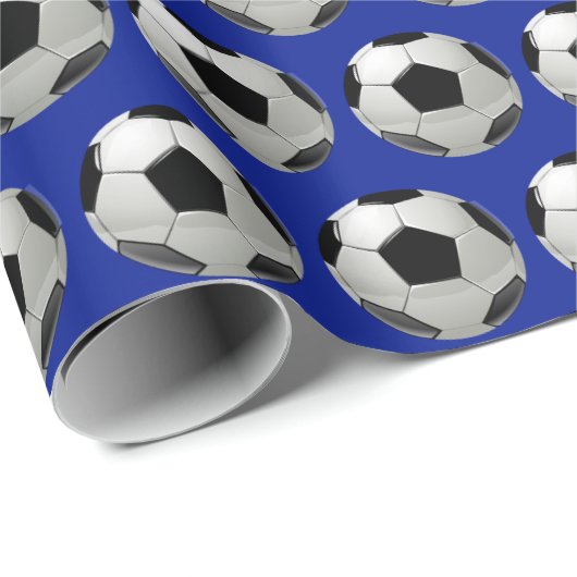 Papier Cadeau Motif de balle de soccer amusant sur papier d'enve (Coin rond)