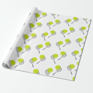 Papier Cadeau Motif de balle de tennis et raquette