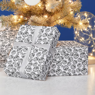 Papier Cadeau Motif de ballon de basket-ball noir et blanc