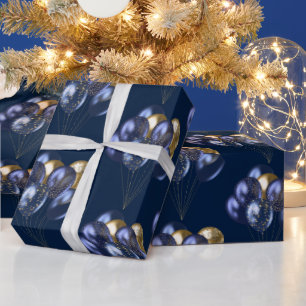 Papier Cadeau Motif de ballons de marine et d'or