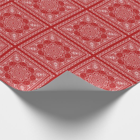 Papier Cadeau motif de bandana rouge et blanc (Coin)
