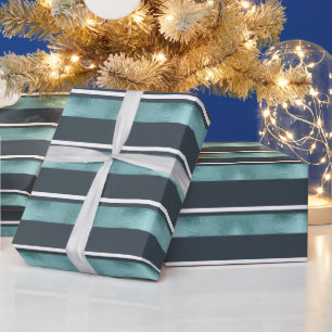 Papier Cadeau Motif de bande de Noël ID Turquoise862