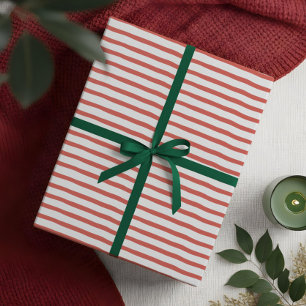 Papier Cadeau Motif de bande rouge et blanc minimal moderne