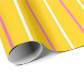 Papier Cadeau Motif de bande verticale jaune (Coin rond)