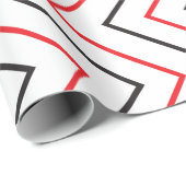 Papier Cadeau Motif de bande verticale rouge-noir (Coin rond)
