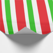Papier Cadeau Motif de bandes rouge et verte (Coin)