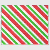 Papier Cadeau Motif de bandes rouge et verte (Plat)