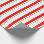 Papier Cadeau Motif de bandes vert, blanc, rouge (Coin)