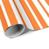 Papier Cadeau Motif de bandes verticales blanches orange (Coin rond)