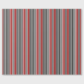 Papier Cadeau Motif de bandes verticales gris-noir rouge (Plat)