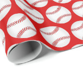 Papier Cadeau Motif de baseball (Coin rond)