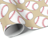 Papier Cadeau Motif de baseball (Coin rond)
