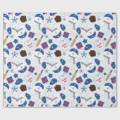 Papier Cadeau Motif de baseball d'hiver (Plat)